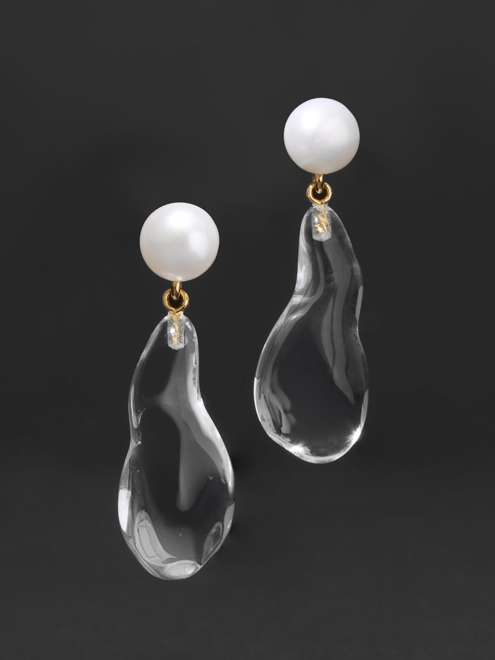 Alexis Bittar Liquid Lucite Freshwater Pearl Drop Earrings